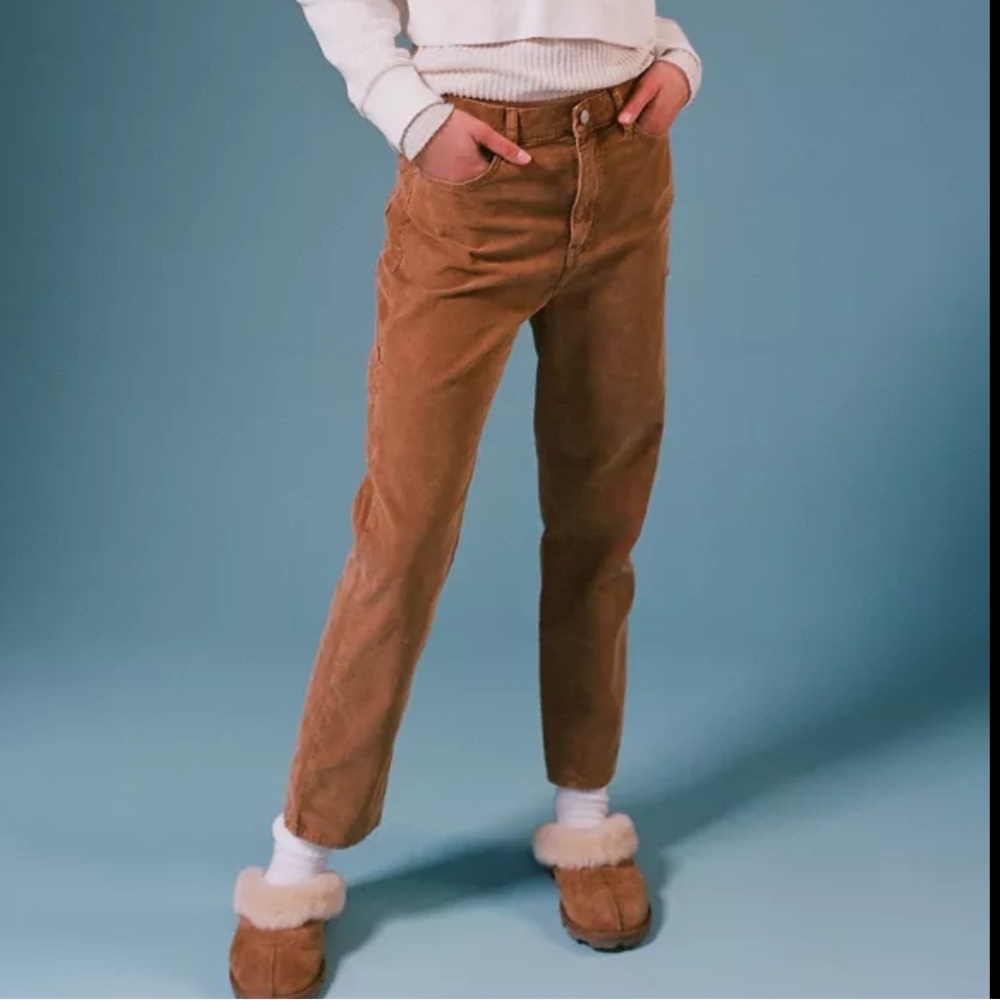 Urban outfitters bdg corduroy high waisted slim straight pants light brown